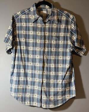 Bobbie Brooks Button Down Shirt Size Large (12/14) Blue Plaid Floral